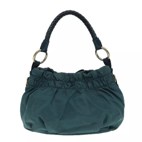 PRADA Hand Bag Nylon Green Gold Auth - Picture 3 of 16
